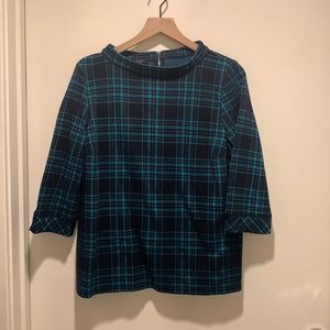 Talbots 3/4 length black watch tartan top. Size XLP